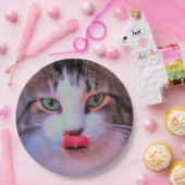 Assiettes En Carton Adorable Chat mignonne avec Lèvres de prélèvement  (Fête)