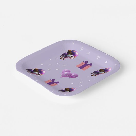 Assiettes En Carton Adorable Chien mignon Fête d'anniversaire pour enf (Angulaire)