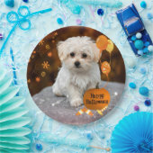 Assiettes En Carton Adorable chiot maltais fête Halloween (Fête)