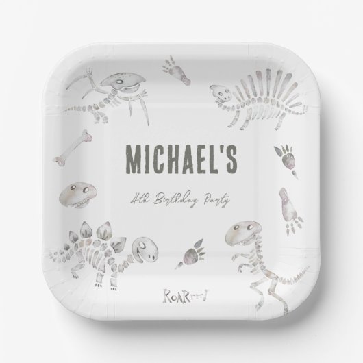 Assiettes En Carton Adorable Dino Dig Anniversaire (Recto)