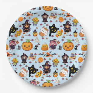 Assiettes En Carton Adorable Funny Kawaii Motif d'Halloween