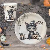 Assiettes En Carton Adorable Halloween Éffrayant Kitten