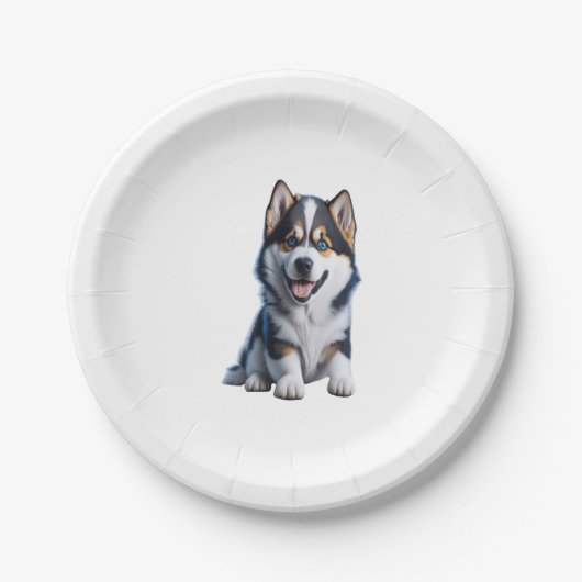 Assiettes En Carton Adorable HD Alaskan Malamute Portrait Chiot - Embr (Devant)