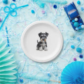 Assiettes En Carton Adorable HD miniature Schnauzer Portrait de chiot (Fête)