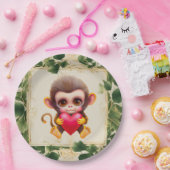 Assiettes En Carton Adorable Jungle Saint-Valentin Singe (Fête)