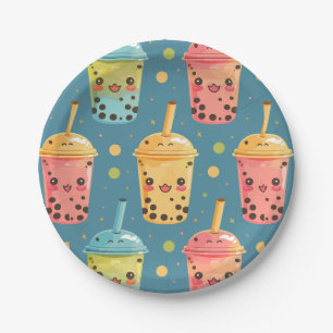 Assiettes En Carton Adorable Kawaii Boba Conception de boisson
