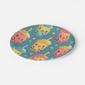 Assiettes En Carton Adorable Kawaii Boba Conception de boisson (Angle)