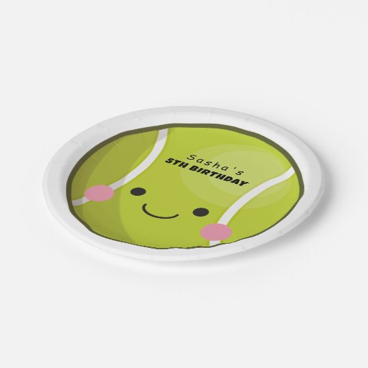 Assiettes En Carton Adorable Kawaii Tennis Ball Personnalisé Nom Cute (Angle)