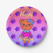 Assiettes En Carton Adorable Kitty Chat Anniversaire Arc-en-ciel (Devant)
