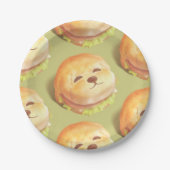 Assiettes En Carton Adorable Motif de hamburger visage chien (Devant)