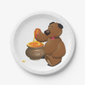 Assiettes En Carton Adorable Ours d'amour du miel avec Pot de miel (Devant)