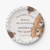 Assiettes En Carton Adorable Ours jumeaux Plaques de papier Baby showe (Devant)