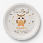 Assiettes En Carton Adorable Owl Baby Shower Boy Boho (Devant)