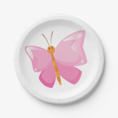 Assiettes En Carton adorable Papillon de dessin rose (Devant)