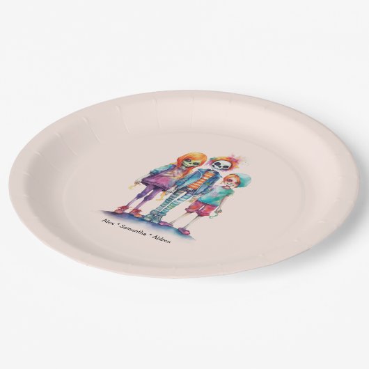 Assiettes En Carton Adorable Pastel Zombie Trio - Joli Halloween (Angle)