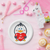 Assiettes En Carton Adorable Penguin Holding Be Mine Heart (Fête)