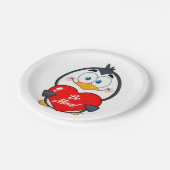 Assiettes En Carton Adorable Penguin Holding Be Mine Heart (Angle)