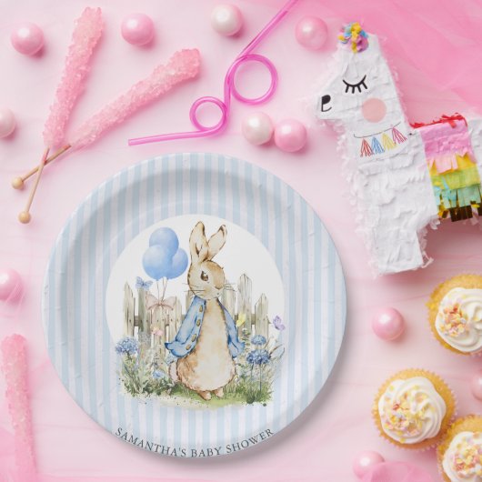 Assiettes En Carton Adorable Peter Rabbit Baby shower garçon (Fête)