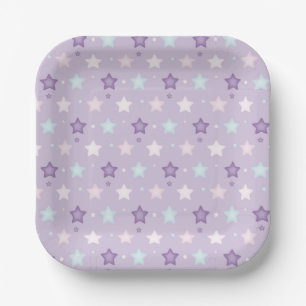 Assiettes En Carton Adorable Plaque Papier Pastel violet étoile multic