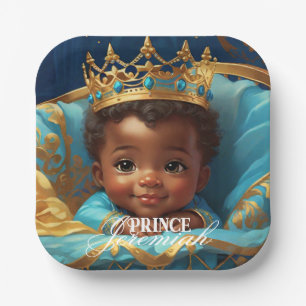 Assiettes En Carton Adorable Prince africain Baby shower royal / Anniv