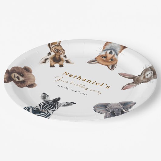 Assiettes En Carton Adorable Safari Forêt Animaux Anniversaire (Angle)