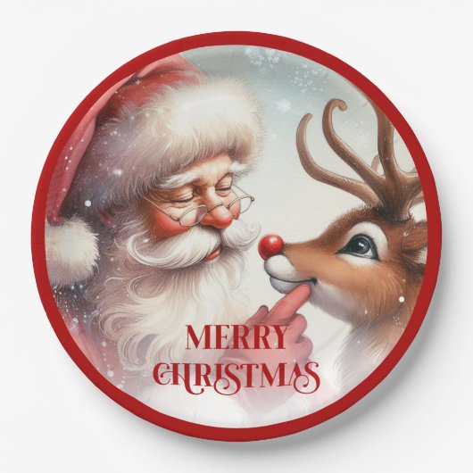 Assiettes En Carton Adorable Santa Claus Rudolph Christmas Paper Plate (Devant)