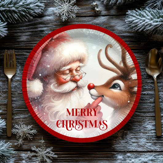 Assiettes En Carton Adorable Santa Claus Rudolph Christmas Paper Plate