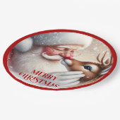 Assiettes En Carton Adorable Santa Claus Rudolph Kids Party Plates (Angle)