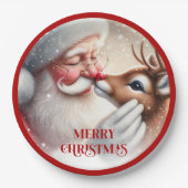Assiettes En Carton Adorable Santa Claus Rudolph Kids Party Plates (Devant)
