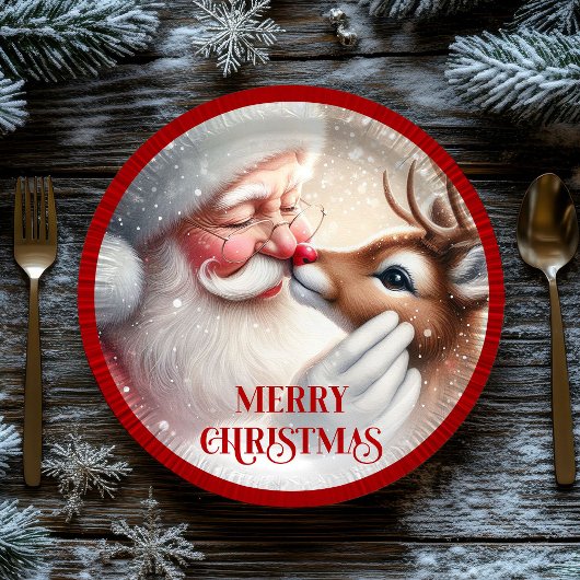 Assiettes En Carton Adorable Santa Claus Rudolph Kids Party Plates