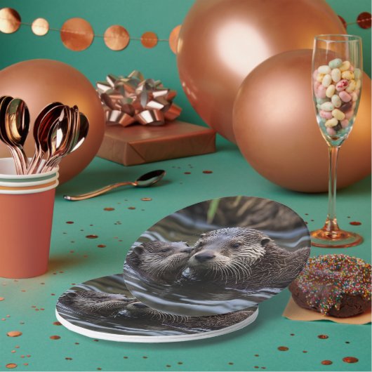 Assiettes En Carton **"Adrift in Love : Mummy and Baby Otter"** (Multi)