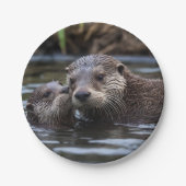 Assiettes En Carton **"Adrift in Love : Mummy and Baby Otter"** (Devant)