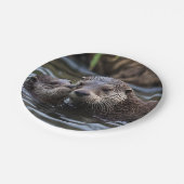 Assiettes En Carton **"Adrift in Love : Mummy and Baby Otter"** (Angle)
