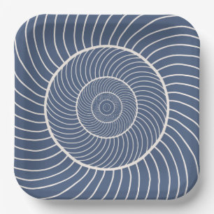 Assiettes En Carton Adulte bleu crème spirale escargot fibonacci papie