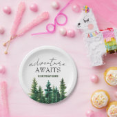 Assiettes En Carton Adventure Await Aquarelle Pins Rustiques (Fête)
