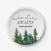 Assiettes En Carton Adventure Await Aquarelle Pins Rustiques (Devant)