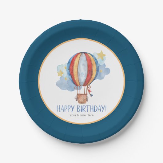 Assiettes En Carton Adventure Await Hot Air Balloon Anniversaire de en (Devant)