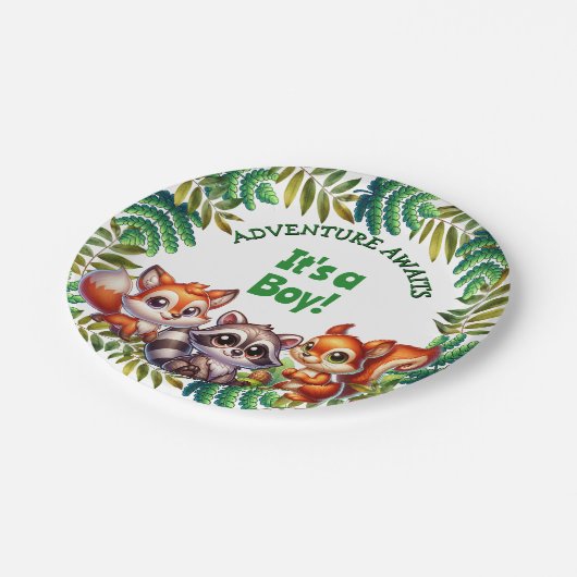 Assiettes En Carton Adventure Await It's a Boy Baby shower (Angle)