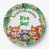 Assiettes En Carton Adventure Await It's a Boy Baby shower (Devant)