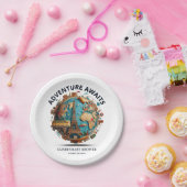 Assiettes En Carton Adventure Await Modern Globe Baby shower (Fête)