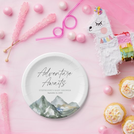 Assiettes En Carton Adventure Await Mountain Boy Baby shower (Fête)