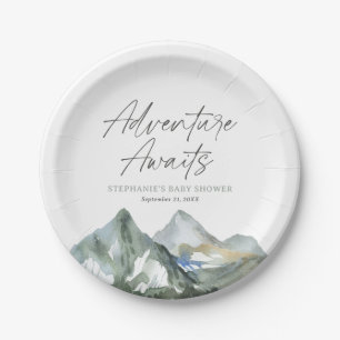 Assiettes En Carton Adventure Await Mountain Boy Baby shower