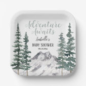 Assiettes En Carton Adventure Await Rustic Mountains Baby shower (Recto)