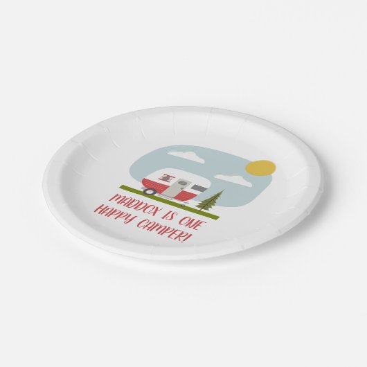 Assiettes En Carton Adventure Camper rouge Plaques papier d'anniversai (Angle)