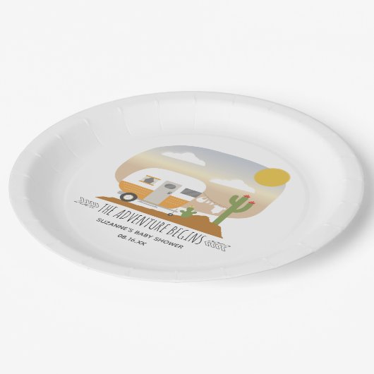 Assiettes En Carton Adventure Orange Camper Clothesline Baby shower (Angle)