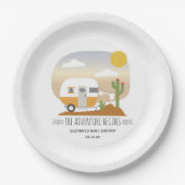 Assiettes En Carton Adventure Orange Camper Clothesline Baby shower (Devant)