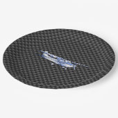 Assiettes En Carton Aéronef Chrome Comme Cessna Black Carbon Fibres (Angle)