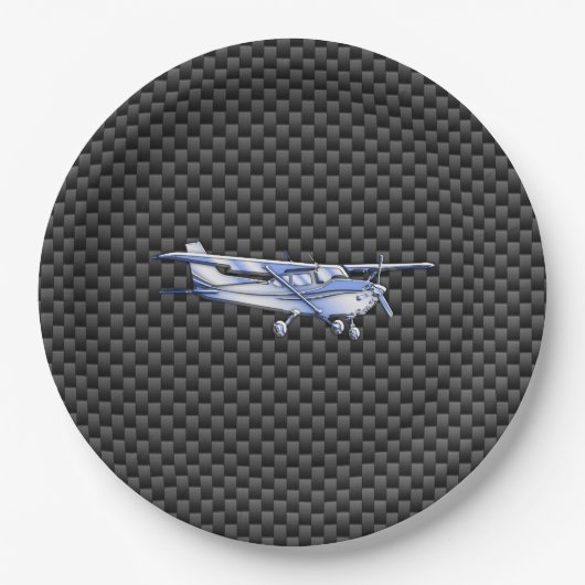 Assiettes En Carton Aéronef Chrome Comme Cessna Black Carbon Fibres (Devant)