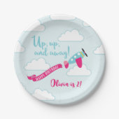 Assiettes En Carton Aéronef Filles Plaque de fête d'anniversaire (Devant)