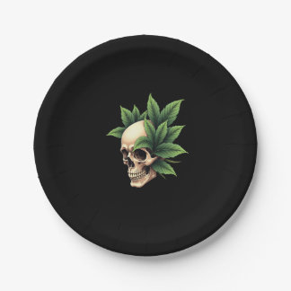 Assiettes En Carton Aesthetic Goth Grunge Skull Tropical Monstera Leaf